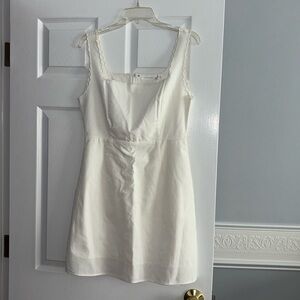 Altar’d State White Scallop-Trim Mini Dress